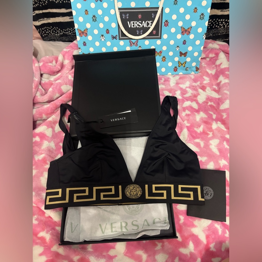 Versace Black Bralette with Gold Detailing